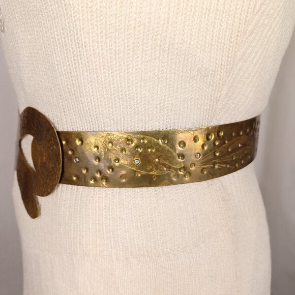 Vintage Hammered Brass Bow Belt, 24 - 32\